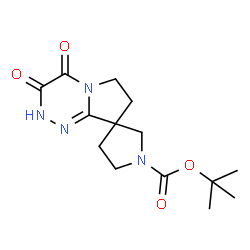 叔-丁基 3,4-二氧亚基-3,4,6,7-四氢-2H-螺[吡咯烷并-3,8-吡咯并[2,1-c][1,2,4]三嗪]-1-甲酸基酯结构式