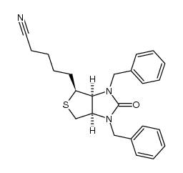 (3aS,4S,6aR)-1,3-dibenzyltetrahydro-1H-thieno[3,4-d]imidazole-2(3H)-one-4-ylpentane nitrile structure