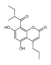 5,7-Dihydroxy-8-(2-methylbutanoyl)-4-propyl-2H-chromen-2-one结构式