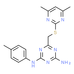 6-{[(4,6-dimethylpyrimidin-2-yl)sulfanyl]methyl}-N-(4-methylphenyl)-1,3,5-triazine-2,4-diamine Structure