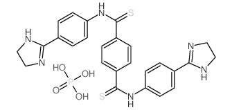 N,N-bis[4-(4,5-dihydro-1H-imidazol-2-yl)phenyl]benzene-1,4-dicarbothioamide; phosphoric acid Structure