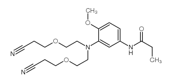 N-[3-[bis[2-(2-cyanoethoxy)ethyl]amino]-4-methoxyphenyl]propionamide structure