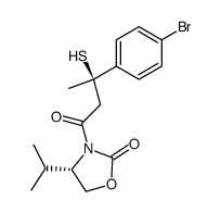 (S)-N-[(3R)-3-(4-bromophenyl)-3-mercaptobutanoyl]-4-isopropyloxazolidin-2-one结构式