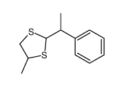 4-methyl-2-(1-phenylethyl)-1,3-dithiolane结构式