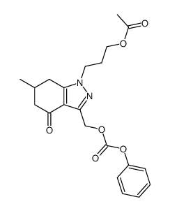 1-(3-Acetoxypropyl)-1,5,6,7-tetrahydro-6-methyl-3-phenoxycarbonyloxymethyl-4H-indazol-4-on结构式