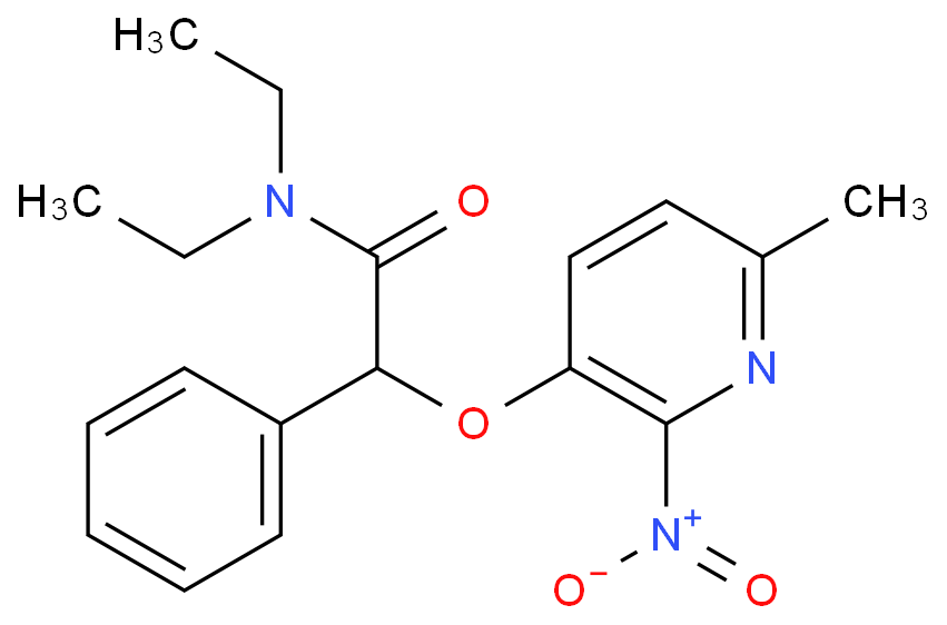 N,N-diethyl-2-[(6-methyl-2-nitro-3-pyridinyl)oxy]-2-phenylacetamide结构式