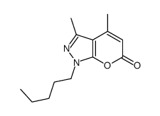 3,4-dimethyl-1-pentylpyrano[2,3-c]pyrazol-6-one结构式
