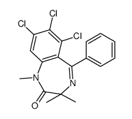 6,7,8-trichloro-1,3,3-trimethyl-5-phenyl-1,4-benzodiazepin-2-one结构式
