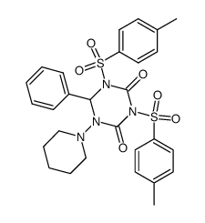 6-Phenyl-5-piperidino-1,3-di-(p-tolylsulfonyl)hexahydro-1,3,5-triazin-2,4-dion结构式