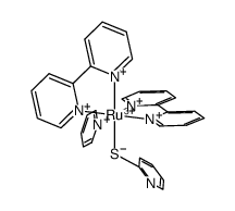 (ruthenium bis(2,2'-bipyridine)(2-mercaptopyridine(-1H))(pyridine)(2+) Structure