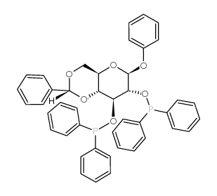 (-)-PHENYL-4,6-O-(R)-BENZYLIDENE-2,3-O-BIS-(DIPHENYLPHOSPHINO)-BETA-D-GLUCOPYRANOSIDE structure