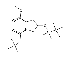 N-t-butoxycarbonyl-4-(R)-t-butyldimethylsilyloxy proline methyl ester结构式