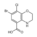 7-bromo-8-chloro-3,4-dihydro-2H-1,4-benzoxazine-5-carboxylic acid结构式