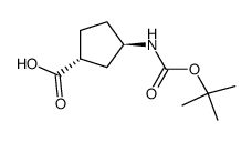 rel-(1R,3R)-3-((叔丁氧基羰基)氨基)环戊烷-1-羧酸结构式