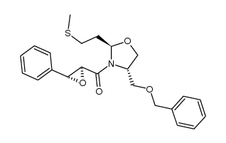 ((2R,4S)-4-((benzyloxy)methyl)-2-(2-(methylthio)ethyl)oxazolidin-3-yl)((2S,3R)-3-phenyloxiran-2-yl)methanone结构式