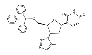 2',3'-dideoxy-3'-(5-methyl-1H-1,2,3-triazol-1-yl)-5'-O-trityluridine结构式