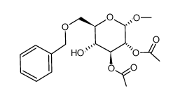 6-O-苄基-2,3-二-O-乙酰基-甲基-α-D-吡喃葡萄糖苷结构式