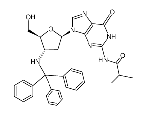 N2-isobutyryl-3'-NH-trityl-2',3'-dideoxyguanosine结构式