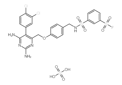 3-[[4-[[2,6-diamino-5-(3,4-dichlorophenyl)pyrimidin-4-yl]methoxy]phenyl]methylsulfamoyl]benzenesulfonyl fluoride; sulfuric acid structure