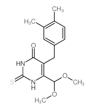 6-(dimethoxymethyl)-5-[(3,4-dimethylphenyl)methyl]-2-sulfanylidene-1H-pyrimidin-4-one结构式