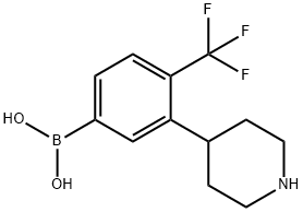 3-(Piperidin-4-yl)-4-trifluoromethylphenylboronic acid Structure