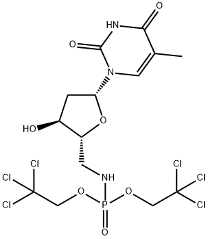 5'-Deoxy-5'-[bis(2,2,2-trichloroethoxy)phosphinylamino]thymidine结构式