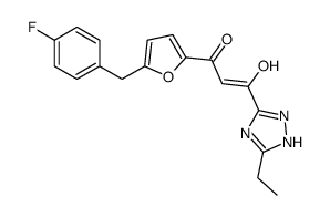 3-(5-ethyl-1H-1,2,4-triazol-3-yl)-1-[5-[(4-fluorophenyl)methyl]furan-2-yl]-3-hydroxyprop-2-en-1-one结构式