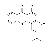 1,3-dihydroxy-10-methyl-4-(3-methylbut-2-enyl)-9(10H)-acridinone (glyocitrine-II) Structure