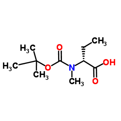 (R)-2-((叔丁氧羰基)(甲基)氨基)丁酸结构式