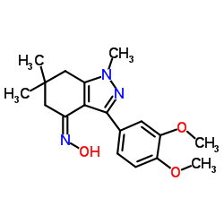 (4Z)-3-(3,4-Dimethoxyphenyl)-N-hydroxy-1,6,6-trimethyl-1,5,6,7-tetrahydro-4H-indazol-4-imine结构式