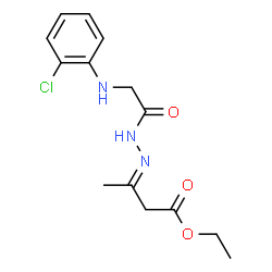 ethyl 3-({[(2-chlorophenyl)amino]acetyl}hydrazono)butanoate (non-preferred name) structure