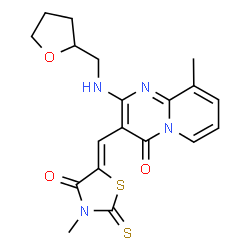 9-methyl-3-[(3-methyl-4-oxo-2-thioxo-1,3-thiazolidin-5-ylidene)methyl]-2-[(tetrahydro-2-furanylmethyl)amino]-4H-pyrido[1,2-a]pyrimidin-4-one Structure