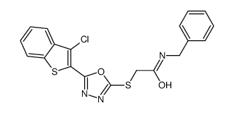 N-benzyl-2-[[5-(3-chloro-1-benzothiophen-2-yl)-1,3,4-oxadiazol-2-yl]sulfanyl]acetamide结构式