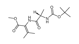 2-((S)-2-tert-Butoxycarbonylamino-propionylamino)-3-methyl-but-2-enoic acid methyl ester结构式