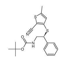 1,1-dimethylethyl [(2S)-2-[(2-cyano-5-methyl-3-thienyl)thio]-2-phenylethyl]carbamate结构式