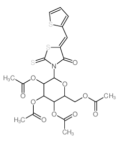 [3,4,5-triacetyloxy-6-[(5Z)-4-oxo-2-sulfanylidene-5-(thiophen-2-ylmethylidene)thiazolidin-3-yl]oxan-2-yl]methyl acetate结构式