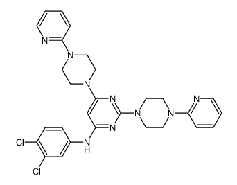 N-(3,4-dichlorophenyl)-2,6-bis[4-(2-pyridinyl)-1-piperazinyl]-4-pyrimidinamine结构式