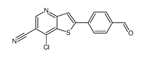 7-chloro-2-(4-formylphenyl)thieno[3,2-b]pyridine-6-carbonitrile结构式