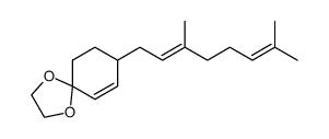 8-((E)-3,7-Dimethyl-octa-2,6-dienyl)-1,4-dioxa-spiro[4.5]dec-6-ene结构式