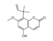 5-hydroxy-7-methoxy-8-(1,1-dimethylallyl)coumarin结构式