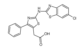 2-[2-[(6-chloro-1,3-benzothiazol-2-yl)amino]-4-phenyl-1,3-thiazol-5-yl]acetic acid Structure