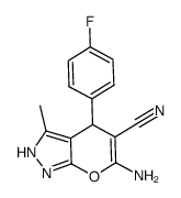 6-amino-2,4-dihydro-4-(4-fluorophenyl)-3-methylpyrano[2,3-c]pyrazole-5-carbonitrile结构式