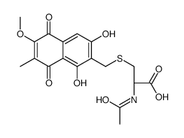 N-Acetyl-S-[(5,8-dihydro-1,3-dihydroxy-6-methoxy-7-methyl-5,8-dioxonaphthalen-2-yl)methyl]-L-cysteine结构式