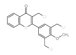 2-[3,5-bis(chloromethyl)-4-methoxy-phenyl]-3-(chloromethyl)thiochromen-4-one structure