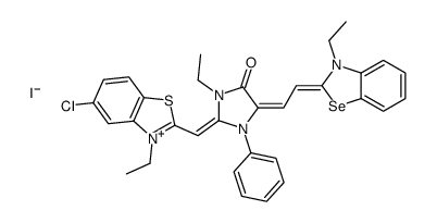 5-chloro-3-ethyl-2-[[1-ethyl-4-[(3-ethyl-3H-benzoselenazol-2-ylidene)ethylidene]-5-oxo-3-phenylimidazolidin-2-ylidene]methyl]benzothiazolium iodide结构式
