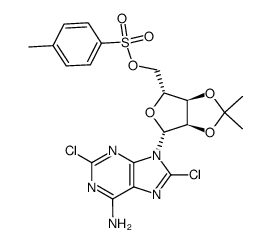 2,8-dichloro-O2',O3'-isopropylidene-O5'-(toluene-4-sulfonyl)-adenosine结构式