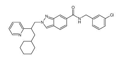 N-(3-Chlorobenzyl)-2-(3-cyclohexyl-2-pyridin-2-ylpropyl)-2H-indazole-6-carboxamide结构式