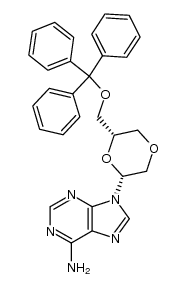 9-[6(S)-[(triphenylmethoxy)methyl]-1,4-dioxacyclohexan-2(R)-yl]adenine Structure