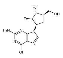 (+/-)-(1α,2β,3α,4α)-4-[(2-amino-6-chloro-9H-purin-9-yl)amino]-3-fluoro-2-hydroxycyclopentanemethanol结构式