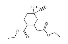 ethyl (+/-)-2-ethoxycarbonyl-5-ethynyl-5-hydroxycyclohex-1-enylacetate结构式